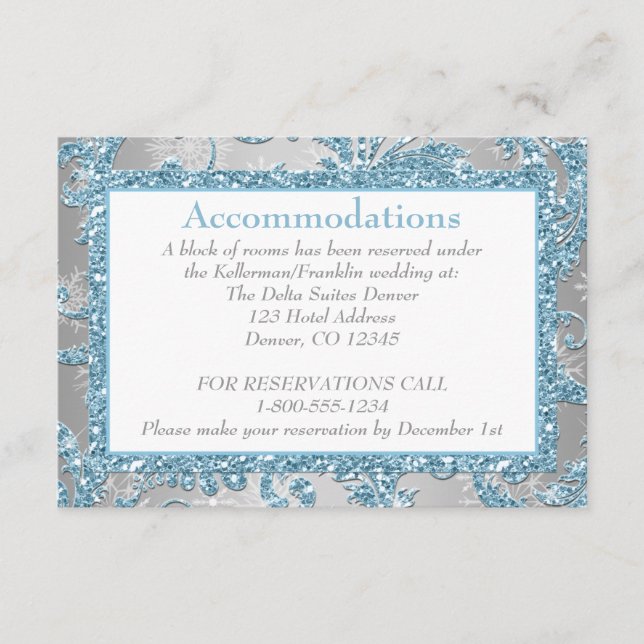 Tarjeta de inscripción para Boda Winter Wonderland (Anverso)