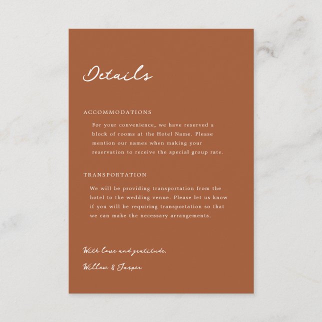 Tarjeta de inscripción para Bodas Pensacola (Anverso)