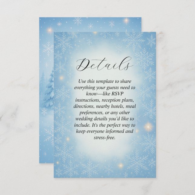 Tarjeta de inscripción para Bodas Winter Wonderlan (Anverso / Reverso)