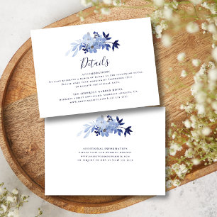 Tarjeta de inscripción para detalles de Boda azul