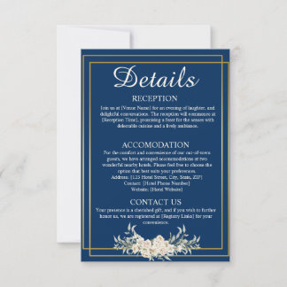 Tarjeta de inscripción para detalles de Boda azul