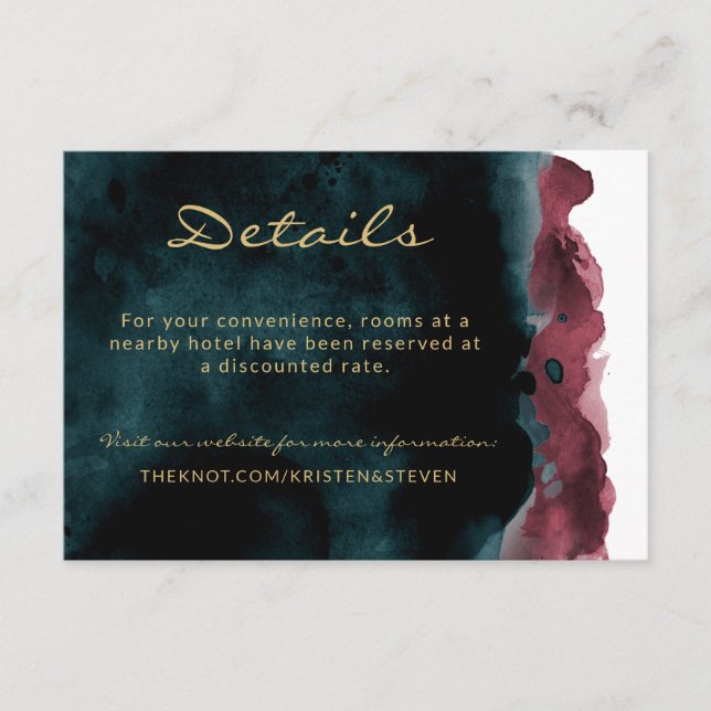 Tarjeta de inscripción para detalles de Bodas verd (Anverso)