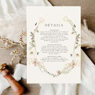 Tarjeta de inscripción para detalles de la boda en