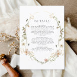 Tarjeta de inscripción para detalles de la boda en<br><div class="desc">Captura la esencia de tu encantadora Boda en el Jardín de Flores Silvestres con nuestra Tarjeta de Alojamiento de Detalles. Delicadas flores silvestres adornan la carta, marcando el tono para su celebración en medio de la belleza de la naturaleza. Esta tarjeta cuidadosamente diseñada complementa perfectamente sus invitaciones, proporcionando información esencial...</div>
