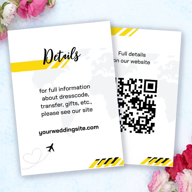Tarjeta de inscripción para el Boda de tarjetas de (Yellow Beach Boarding Pass Wedding Enclosure Card)