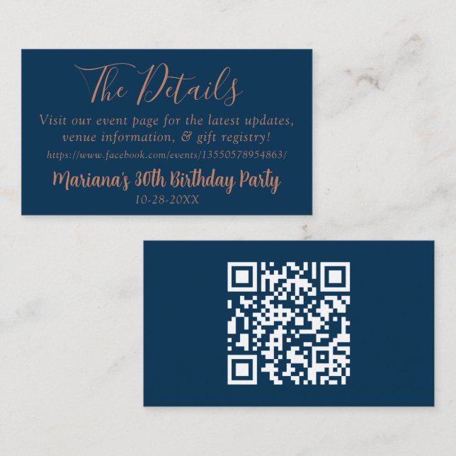 Tarjeta de inscripción para eventos Navy Blue Fall (Anverso / Reverso)