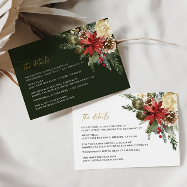 Tarjeta de inscripción para la boda de invierno de (Details Card 2 Colors)