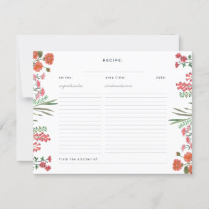 Tarjeta de inscripción para la receta de ducha de