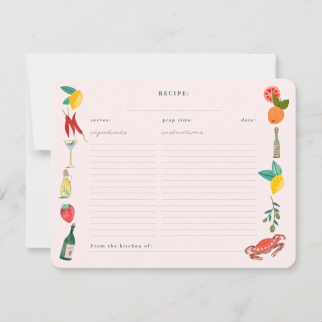 Tarjeta de inscripción para la receta de la ducha  (Anverso)