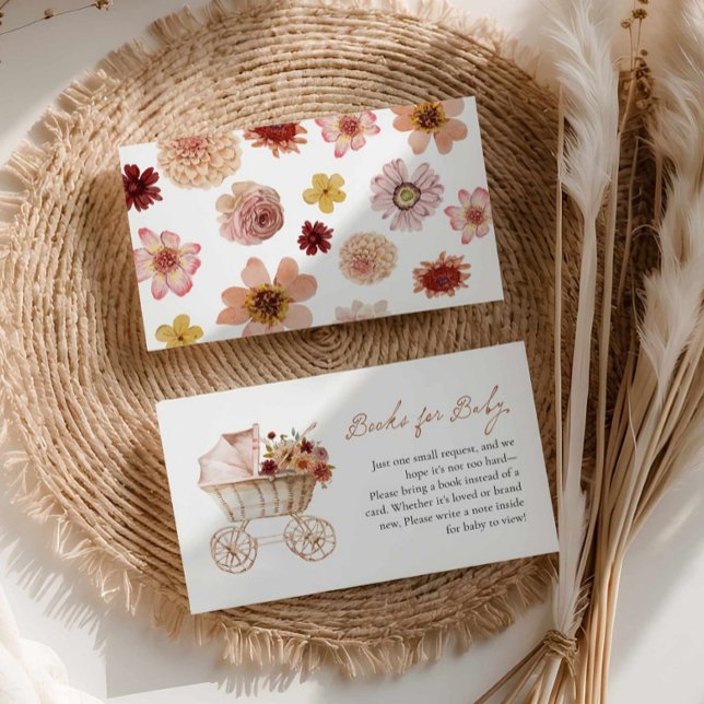 Tarjeta de inscripción para la solicitud de libros (Elegant Fall Burgundy Floral Books for Baby Shower Books for Baby)
