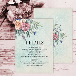 Tarjeta de inscripción para los detalles del Boda 