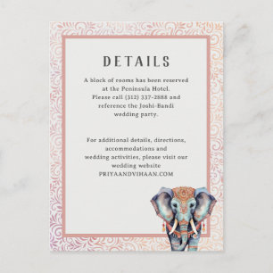 Tarjeta de inscripción para los detalles del Boda