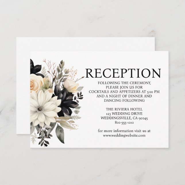 Tarjeta de inscripción para recepción de la boda b (Anverso / Reverso)