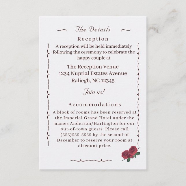 Tarjeta de inscripción para Rosas finos (Anverso)