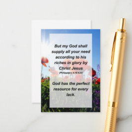 Tarjeta de inscripción Philippians 4:19 Pero mi Di