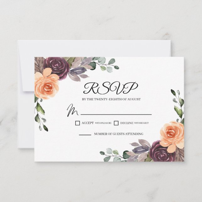 Tarjeta de inscripción RSVP de la boda de otoño de (Anverso)