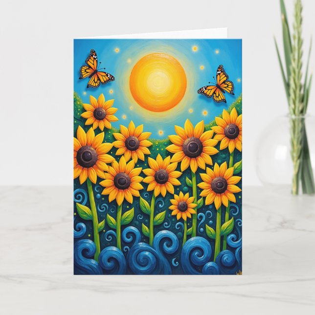 Tarjeta de insecto alado de cumpleaños radiante (Anverso)