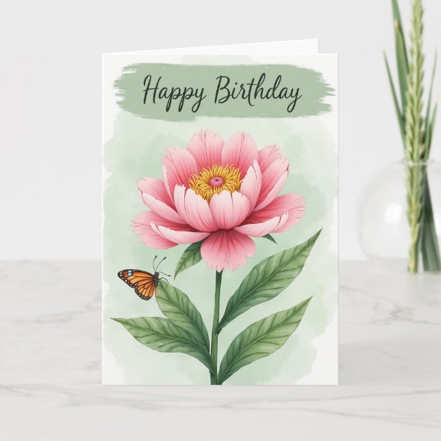 Tarjeta de insecto de flor de lunares rosa (Anverso)