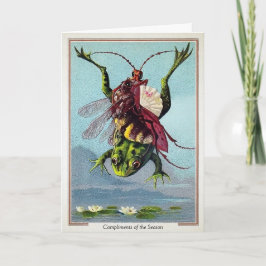 Tarjeta de insectos victorianos sobre Navidades de