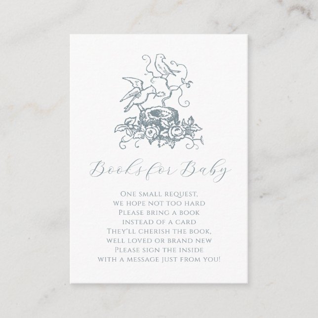 Tarjeta de inserción Baby Shower Bird Nest Dusty B (Anverso)