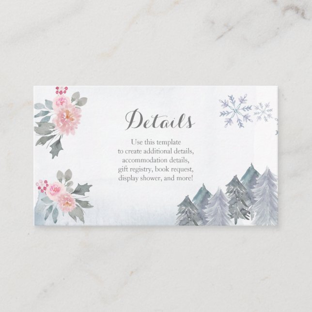 Tarjeta de inserción Baby Shower con floral rosa d (Anverso)