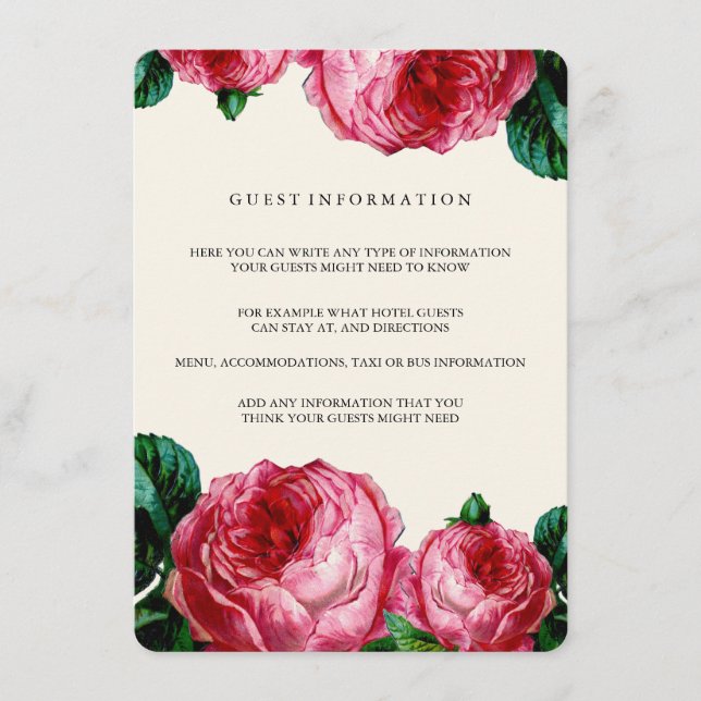 TARJETA DE INSERCIÓN BODA DE DECORACIÓN DE FLORES  (Anverso)