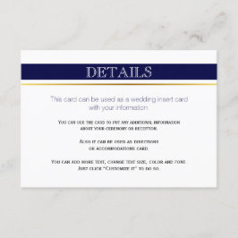 Tarjeta de inserción boda de franjas azul y blanca