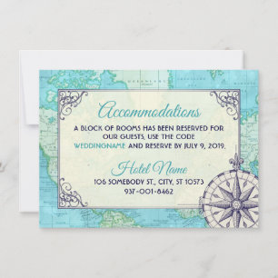 Tarjeta de inserción de alojamiento de Boda naval