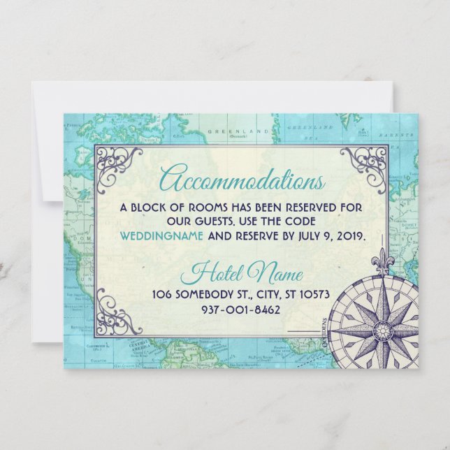 Tarjeta de inserción de alojamiento de Boda naval (Anverso)