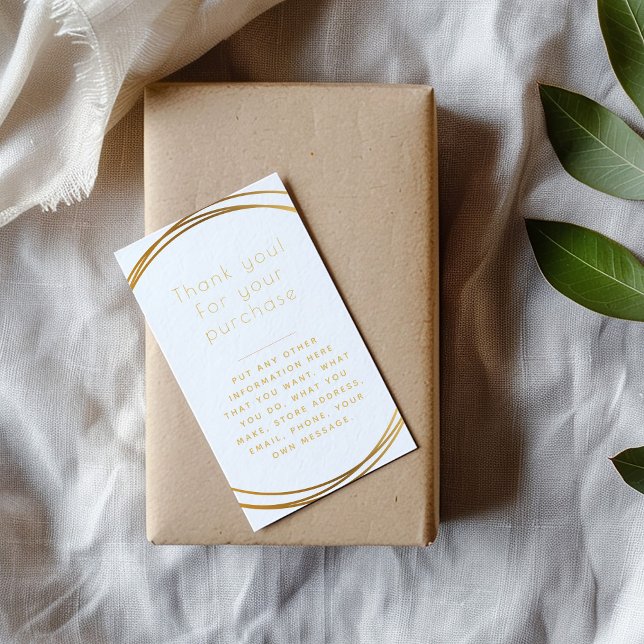 Tarjeta de inserción de anillos de oro para pedido (Gold rings insert Card for customer orders saying "Thank you for your purchase")