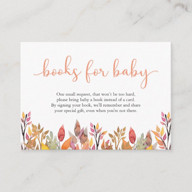 Tarjeta de inserción de Baby Shower Foliage otoño (Anverso)