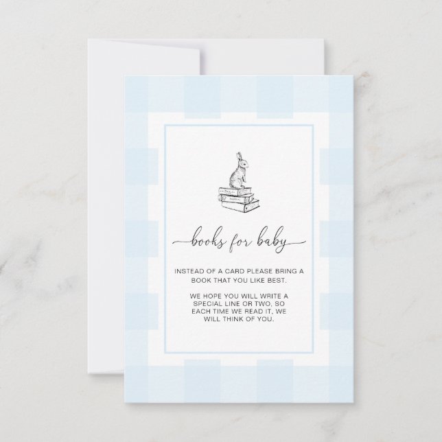 Tarjeta de inserción de Blue Gingham Bunny Books (Anverso)