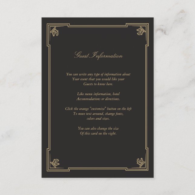 Tarjeta de inserción de Boda Art Deco (Anverso)