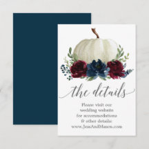 Tarjeta de inserción de Boda de calabaza de borgoñ