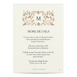 Tarjeta de inserción de Boda de página de capítulo