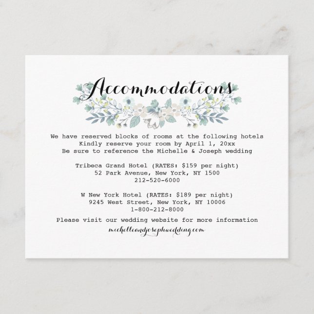 Tarjeta de inserción de Boda floral Boho (Anverso)