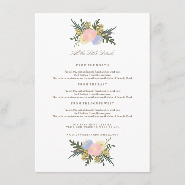 Tarjeta de inserción de Boda floral de silueta vin (Anverso)