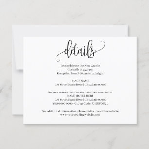 Tarjeta de inserción de Boda Minimalista simple y