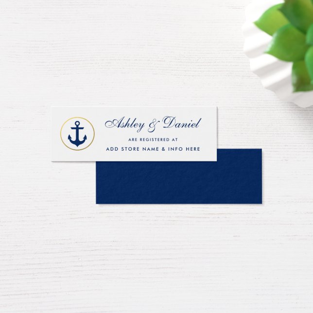Tarjeta de inserción de boda Nautical Blue Registr (Escritorio)
