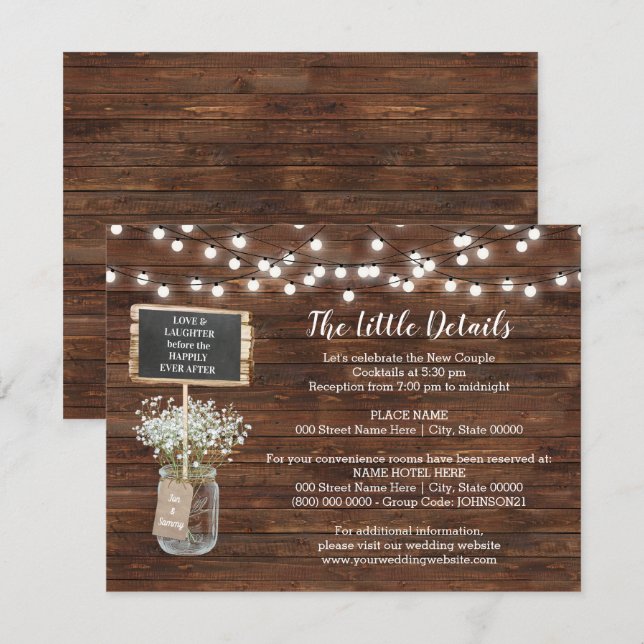 Tarjeta de inserción de boda para el frasco respir (Anverso / Reverso)