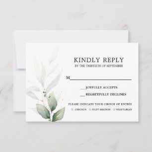 Tarjeta de inserción de boda RSVP de vegetación si