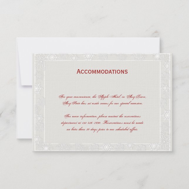 Tarjeta de inserción de Boda Silver y White Snowfl (Anverso)