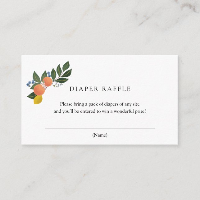 Tarjeta de inserción de Citrus Diaper Raffle (Anverso)
