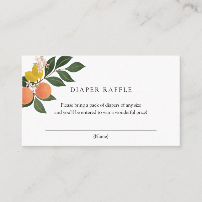 Tarjeta de inserción de Citrus Diaper Raffle (Anverso)