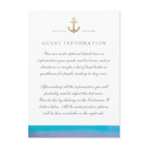 Tarjeta de inserción de color azul náutico blanco