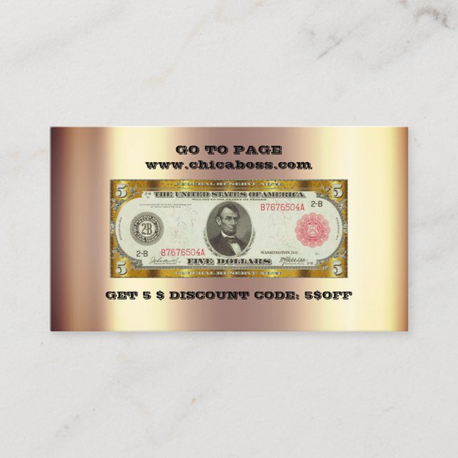 Tarjeta de inserción de descuento 5$ Código QR dor (Anverso)