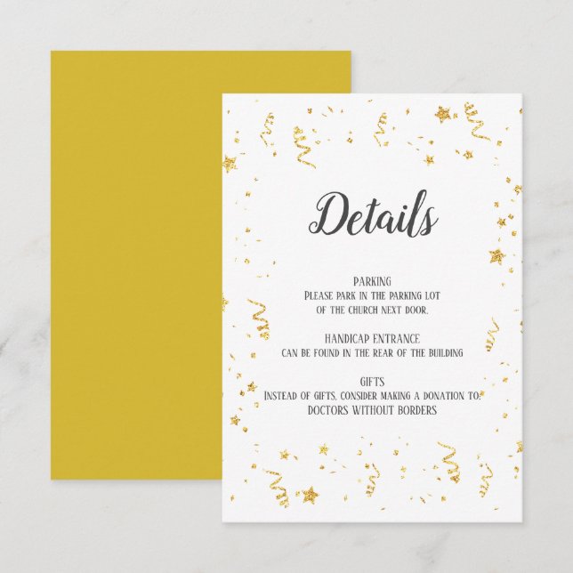 Tarjeta de inserción de detalles de celebración de (Anverso / Reverso)