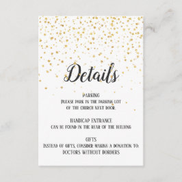 Tarjeta de inserción de detalles de confeti de oro