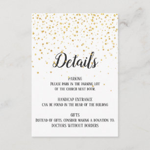 Tarjeta de inserción de detalles de confeti de oro