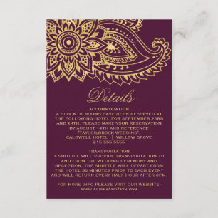Tarjeta de inserción de detalles del Boda paisley 